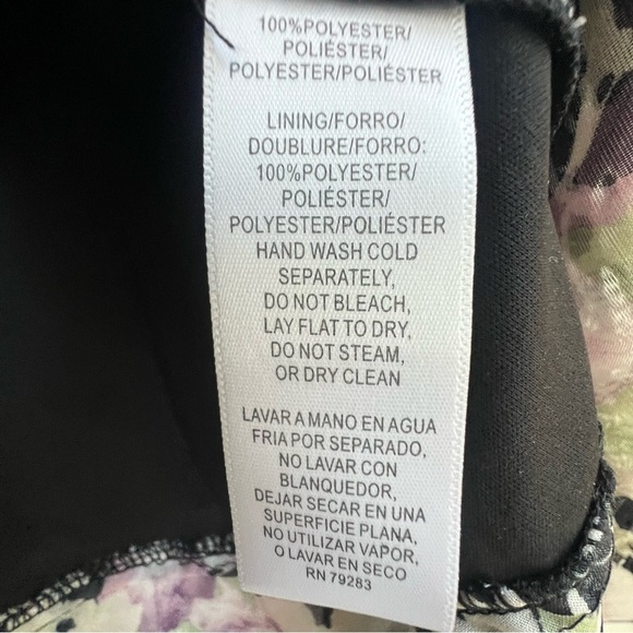 Alex Evening 3/4 sleeve scoop asymmetrical hem floral chiffon blouse Triple Tier - Picture 13 of 13